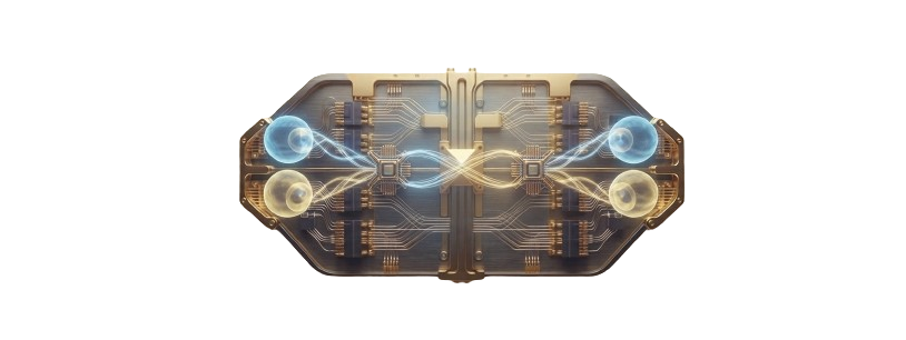 Quantum-O chipset illustration: a qubit rotated on the Bloch sphere by a shaped GDPE pulse.