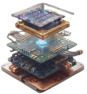 Exploded view of the four bonded layers of the Quantum-O v1.0 chipset